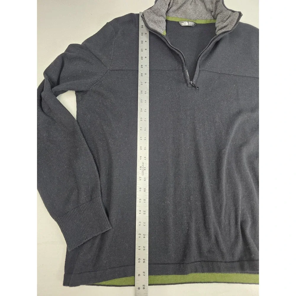The North Face Mens‎ XL Black Cotton Wool Blend Quarter Zip Mock Neck Sweater